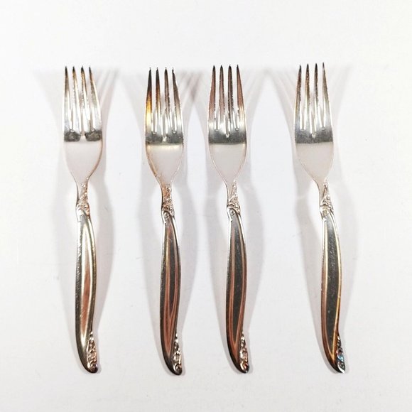 1847 Rogers Brothers Silverplate Leilani Dinner Forks Vintage 1961 Lot of 4 - Picture 1 of 4